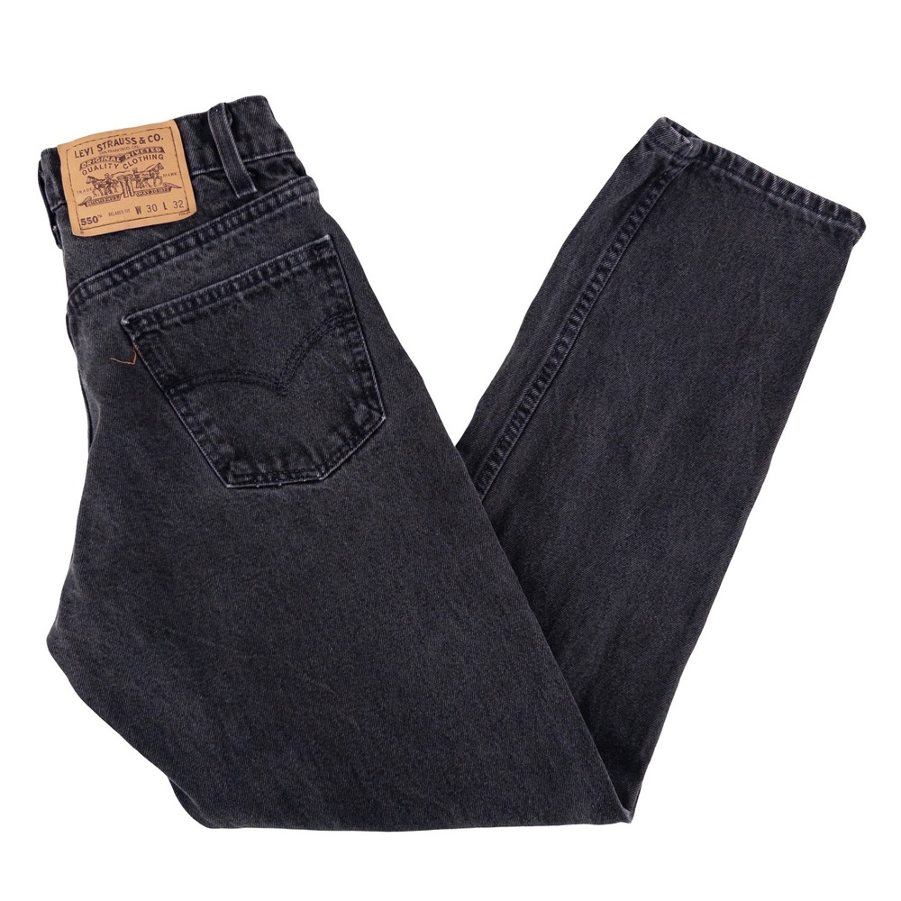 VTG 1997 Orange Tab Levis Mens 30x32 550 Relaxed Fit Black Jeans 90s Made in USA